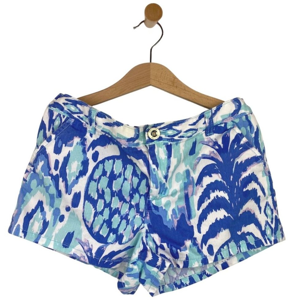 Lilly Pulitzer Short Pineapple Print White, Blue, Aqua 14 - Picture 1 of 6